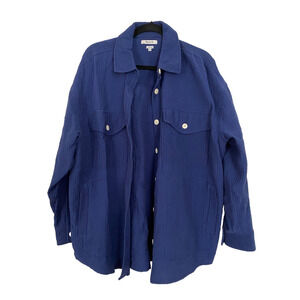 Madewell Oversized Shirt Jacket Shirt Womens XL Blue Shacket Lagonlook